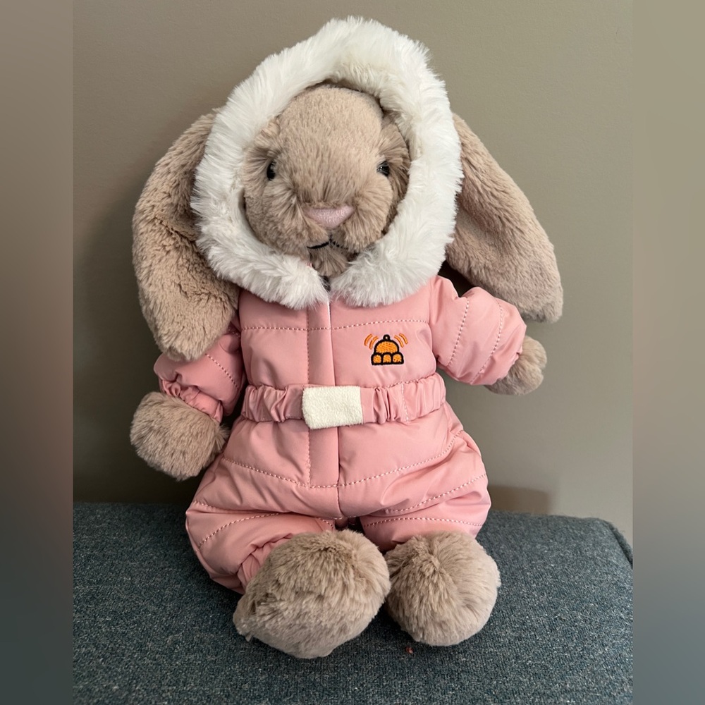Jellycat Bashful Bunny Snow Suit NWT Authentic w/dustbag